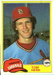 1981 Topps Baseball Cards      266     Tom Herr